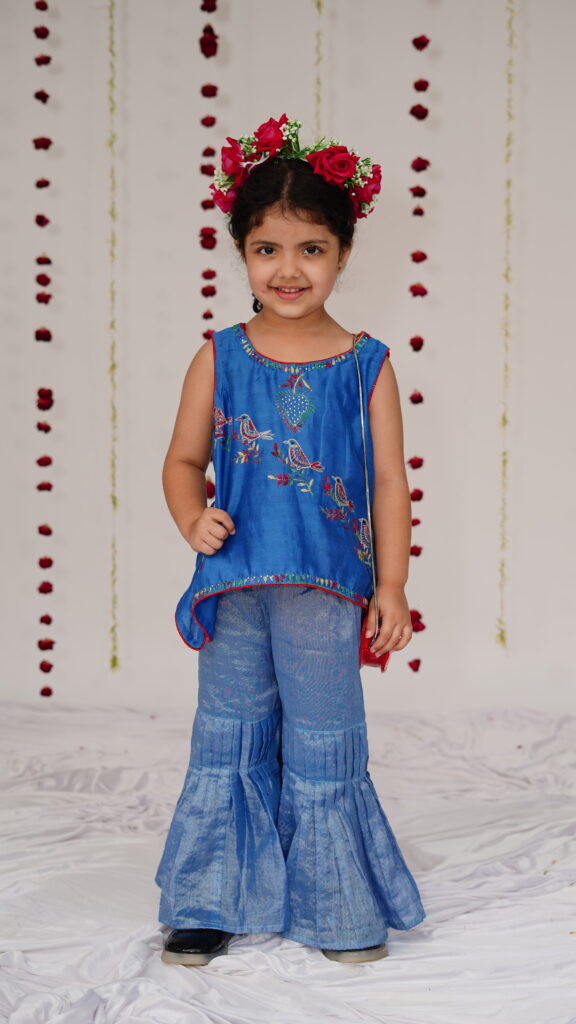 royal chikankari bird embroidered sharara set