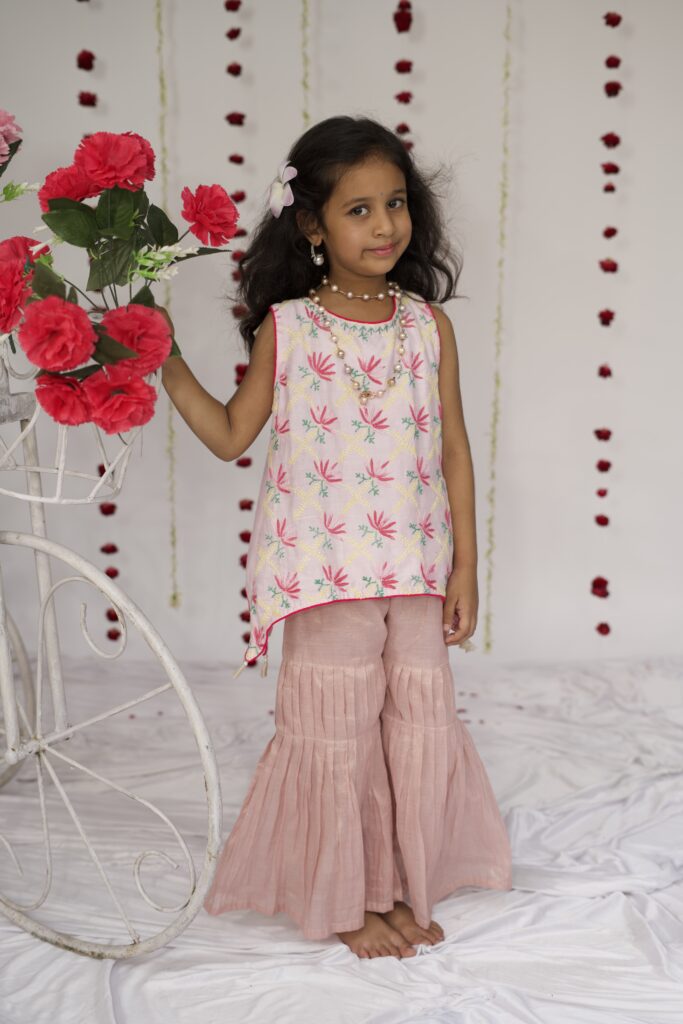 lotus jaal embroidered chikankari sharara set