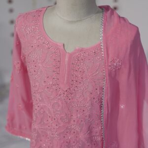 rose jaal chikankari sharara set