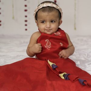 red kasab ambi skirt set