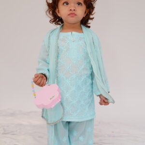 Girls sky blue kurta set