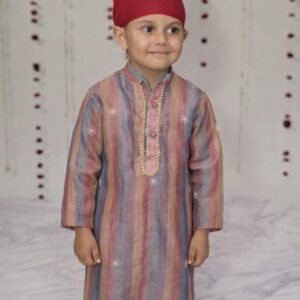 Boys striped tissue kurta set