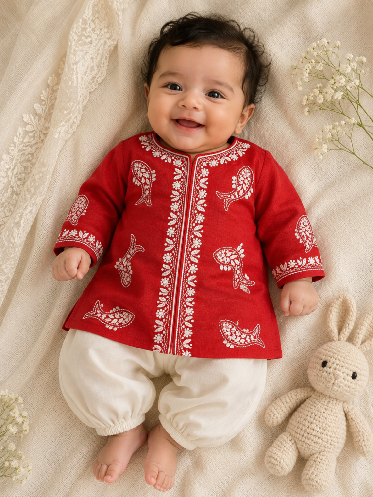 Newborn anar matsya kurta set
